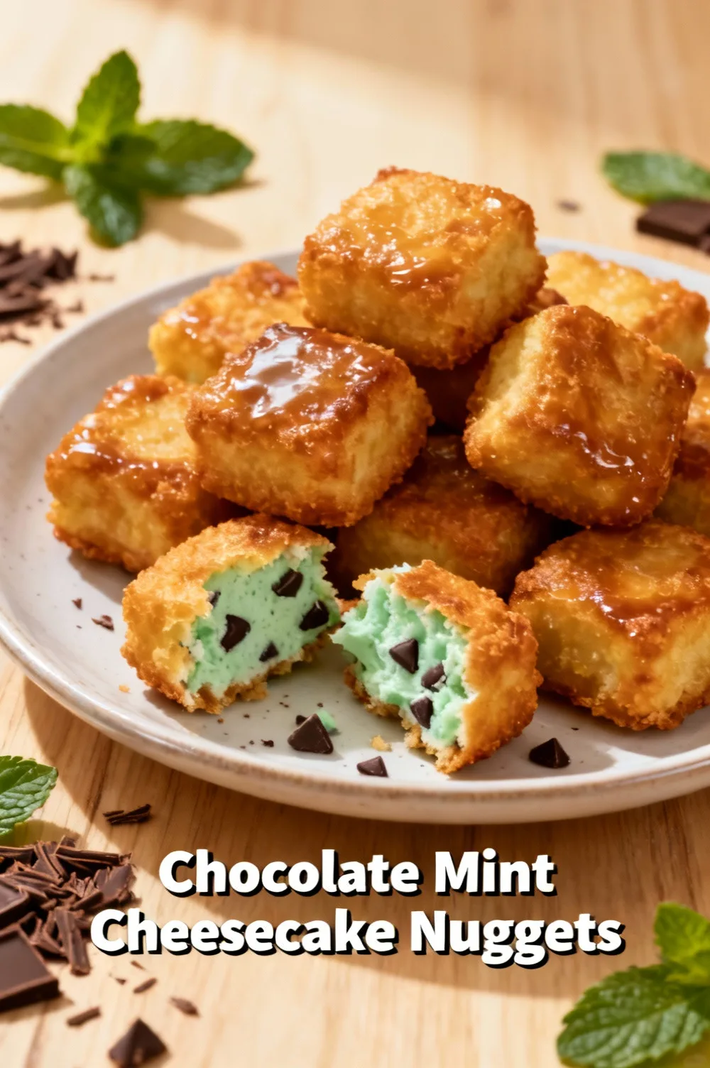 Chocolate Mint Cheesecake Nuggets