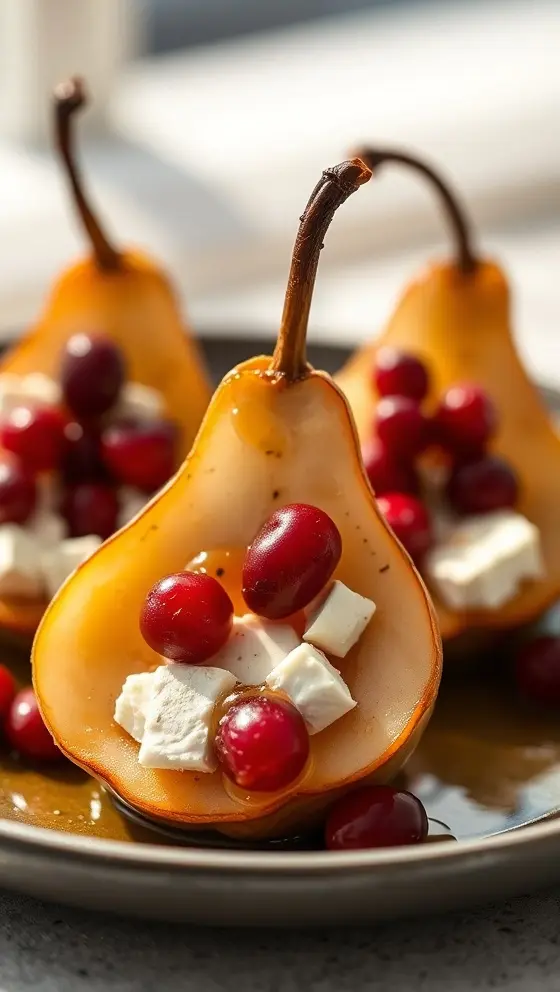 Baked Pears with Feta, Honey & Cranberries