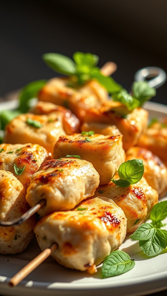 Lemon Basil Chicken Kebabs