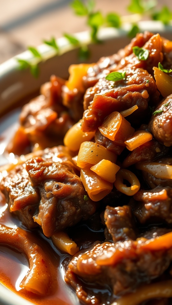 Slow Cooked Beef in Onion Sauce