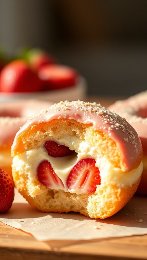 Strawberry Cheesecake Stuffed Donuts