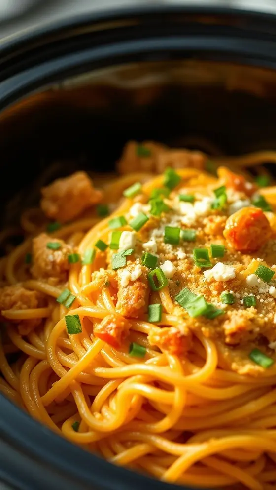 Crockpot Cheesy Chicken Spaghetti