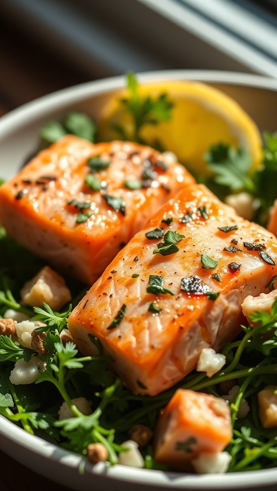 Easy Herb & Garlic Greek Salmon Bowls