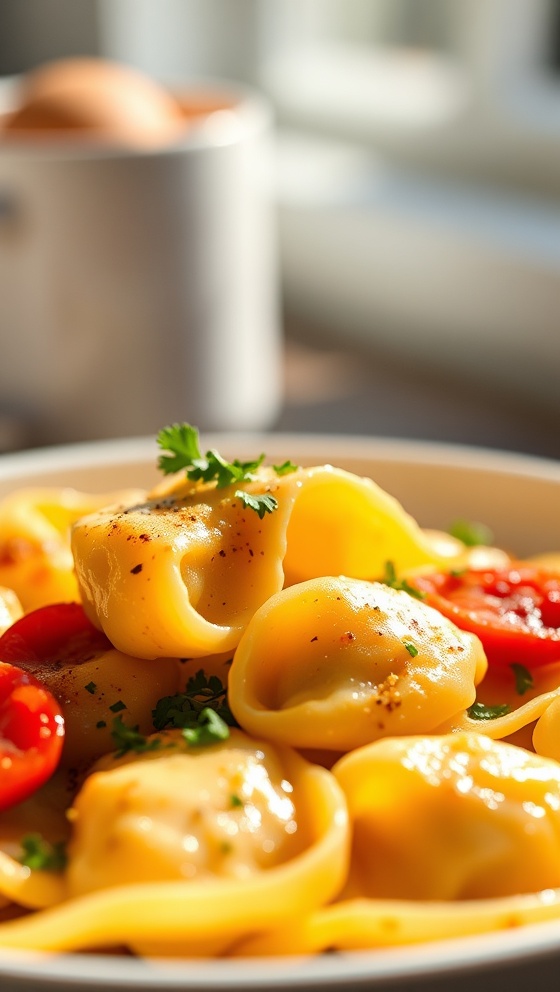 Slow Cooker Cheesy Tortellini