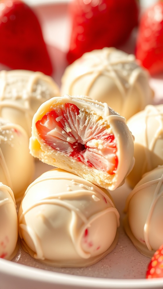 White Chocolate Strawberry Truffles